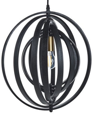 Wyld And Coco Black Poplar Wood Round Pendant Lamp With Adjustable Shade, W40 X D40 X H142 Cm - image 1