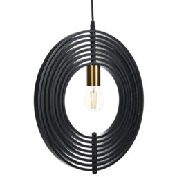 Wyld And Coco Black Poplar Wood Round Pendant Lamp With Adjustable Shade, W40 X D40 X H142 Cm - thumbnail 4