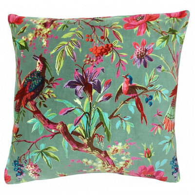 Paoletti Paradise Floral Cotton Velvet Square Cushion Cover