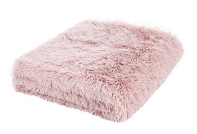 Catherine Lansfield Downstairs Living Cuddly Deep Pile 150X200Cm Blanket Throw Blush Pink - image 1