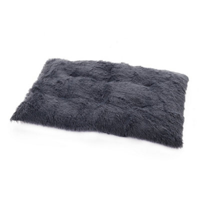 Living And Home Dark Grey Plush Rectangle Pet Bed Dog Cushioned Pad 95 X 65 Cm - image 1