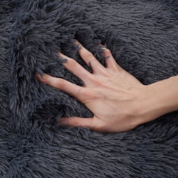 Living And Home Dark Grey Plush Rectangle Pet Bed Dog Cushioned Pad 95 X 65 Cm - thumbnail 4