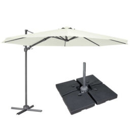 Dellonda 3M Cantilever Parasol/umbrella, Cover And Base Bundle, Cream Canopy - Dg273 - thumbnail 1
