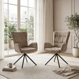 Sonara Modern Swivel Accent Chair Stylish Upholstered Seat Set Of 2 - thumbnail 2