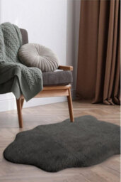 The Rugs Luxury Soft Feel Faux Fur In Grey