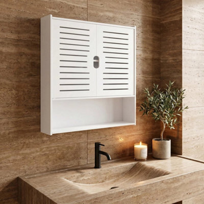Bathroom Wall Cabinet Storage Unit 2 Door Bathroom Furniture Over Sink Organiser - image 1