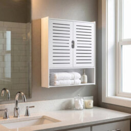 Bathroom Wall Cabinet Storage Unit 2 Door Bathroom Furniture Over Sink Organiser - thumbnail 4