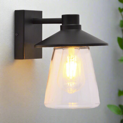 CGC Lighting Cgc Chester Black Outdoor Wall Light Lantern With Bell Shape Clear Glass Diffuser E27 Ip54 - image 1