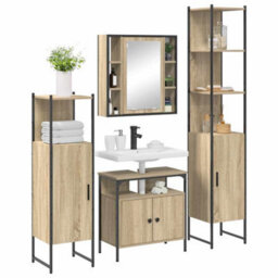Berkfield Bathroom Furniture Set 4 Pcs Sonoma Oak 33 X 33 X 185.5 Cm - thumbnail 3