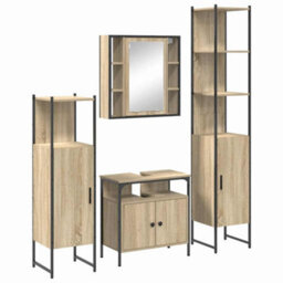 Berkfield Bathroom Furniture Set 4 Pcs Sonoma Oak 33 X 33 X 185.5 Cm - thumbnail 2