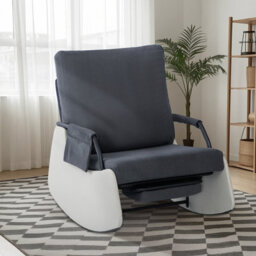Corduroy Rocking Recliner Chair With Adjustable Backrest & Retractable Footrest, Armchair With Side Pocket, Dark Gray - thumbnail 8