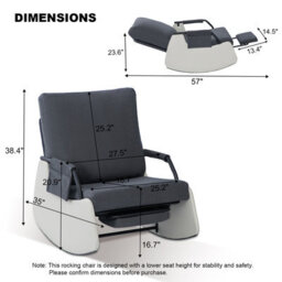 Corduroy Rocking Recliner Chair With Adjustable Backrest & Retractable Footrest, Armchair With Side Pocket, Dark Gray - thumbnail 4