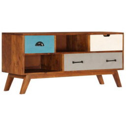 Walplus Tv Cabinet With 3 Drawers 110X35X50 Cm Solid Acacia Wood - thumbnail 1