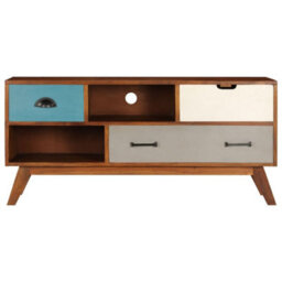 Walplus Tv Cabinet With 3 Drawers 110X35X50 Cm Solid Acacia Wood - thumbnail 3