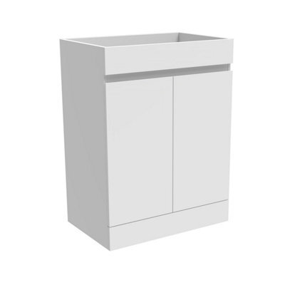 AVER-GROWTH Freestanding Bathroom Vanity Unit Matt White Flat Pack Bathroom Cabinets Only 500(W)X385X(D)X800(H)mm With 2 Doors - image 1