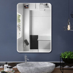 Thehotsale Frameless Rounded Corner Wall Mount Wall-Mounted Mirror Without Punching Bathroom Mirror 40Cm(W) X 60Cm(H) - thumbnail 2