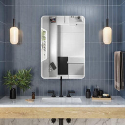 Thehotsale Frameless Rounded Corner Wall Mount Wall-Mounted Mirror Without Punching Bathroom Mirror 40Cm(W) X 60Cm(H) - thumbnail 1