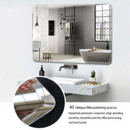 Thehotsale Frameless Rounded Corner Wall Mount Wall-Mounted Mirror Without Punching Bathroom Mirror 40Cm(W) X 60Cm(H) - thumbnail 6
