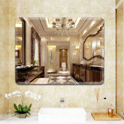 Thehotsale Frameless Rounded Corner Wall Mount Wall-Mounted Mirror Without Punching Bathroom Mirror 40Cm(W) X 60Cm(H) - thumbnail 3