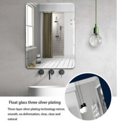 Thehotsale Frameless Rounded Corner Wall Mount Wall-Mounted Mirror Without Punching Bathroom Mirror 40Cm(W) X 60Cm(H) - thumbnail 7