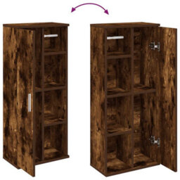 Berkfield Bathroom Cabinet With Roll Holder Smoked Oak 39X22X90 Cm - thumbnail 8
