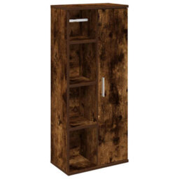 Berkfield Bathroom Cabinet With Roll Holder Smoked Oak 39X22X90 Cm - thumbnail 2