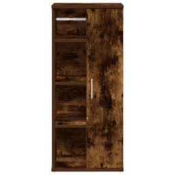 Berkfield Bathroom Cabinet With Roll Holder Smoked Oak 39X22X90 Cm - thumbnail 4