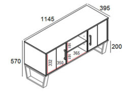 Core Products Grey Waxed 2 Door Tv Unit, Wide Flat Screen, H57.0Cm X W114.5Cm X D39.5Cm - thumbnail 5
