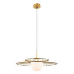 Luminosa Lighting Luminosa Modern Hanging Pendant Golden 1 Light  With Gold, White Shade, E27 - thumbnail 2
