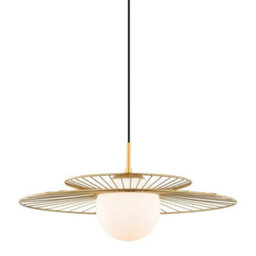 Luminosa Lighting Luminosa Modern Hanging Pendant Golden 1 Light  With Gold, White Shade, E27 - thumbnail 1