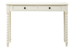 Orsina Country-Style Ivory Drawer Desk With Carved Legs, Classic Finish Desk With Drawers, Vanity Table For Bedroom - thumbnail 1