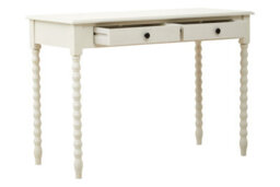 Orsina Country-Style Ivory Drawer Desk With Carved Legs, Classic Finish Desk With Drawers, Vanity Table For Bedroom - thumbnail 3