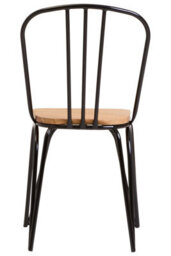 Orsina Industrial Dining Chair Elm Wood Seat With Black Finish Metal Frame, Comfortable Dining Chair For Lunch - thumbnail 2