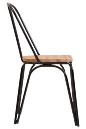 Orsina Industrial Dining Chair Elm Wood Seat With Black Finish Metal Frame, Comfortable Dining Chair For Lunch - thumbnail 3