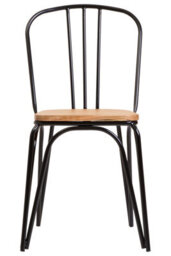 Orsina Industrial Dining Chair Elm Wood Seat With Black Finish Metal Frame, Comfortable Dining Chair For Lunch - thumbnail 6