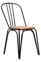 Orsina Industrial Dining Chair Elm Wood Seat With Black Finish Metal Frame, Comfortable Dining Chair For Lunch - thumbnail 4