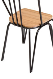 Orsina Industrial Dining Chair Elm Wood Seat With Black Finish Metal Frame, Comfortable Dining Chair For Lunch - thumbnail 5