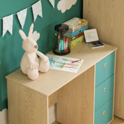 Lassic Junior Vida Neptune Blue & Oak 3 Drawer Desk Children Kids Furniture - thumbnail 4