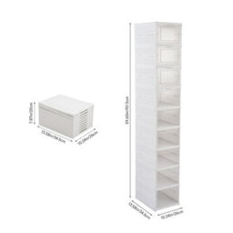 Living And Home 9 Tier Foldable White Plastic Shoe Cabinet Transparent Flip Lid Shoe Storage Organizer - thumbnail 8