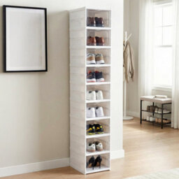 Living And Home 9 Tier Foldable White Plastic Shoe Cabinet Transparent Flip Lid Shoe Storage Organizer - thumbnail 2