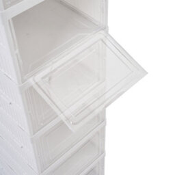 Living And Home 9 Tier Foldable White Plastic Shoe Cabinet Transparent Flip Lid Shoe Storage Organizer - thumbnail 6