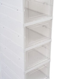 Living And Home 9 Tier Foldable White Plastic Shoe Cabinet Transparent Flip Lid Shoe Storage Organizer - thumbnail 5