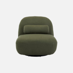 Sweeek - Textured Terry Swivel Armchair Spino Khaki 85X85X75 Cm - thumbnail 2