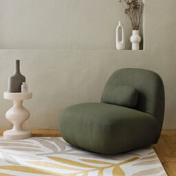 Sweeek - Textured Terry Swivel Armchair Spino Khaki 85X85X75 Cm - thumbnail 8