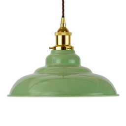 Mint Green St Edmund's Painted Dome Pendant Light With Gold Lamp Holder And Brown Twisted Cable - Se Home - thumbnail 1
