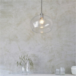 Loops Hanging Ceiling Pendant Light - Bright Nickel Plate & Clear Hammered Dome Glass - 10W Led E27 - thumbnail 4