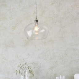 Loops Hanging Ceiling Pendant Light - Bright Nickel Plate & Clear Hammered Dome Glass - 10W Led E27 - thumbnail 3