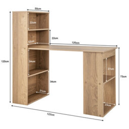 Costway Computer Desk Wooden Pc Laptop Table Writing Workstation W/ 6-Tier Storage Shelves - thumbnail 3