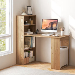 Costway Computer Desk Wooden Pc Laptop Table Writing Workstation W/ 6-Tier Storage Shelves - thumbnail 9