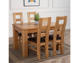 That's Furniture Dakota 127 X 82 Cm Chunky Oak Small Dining Table And 4 Chairs Dining Set With Yale Chairs - thumbnail 3